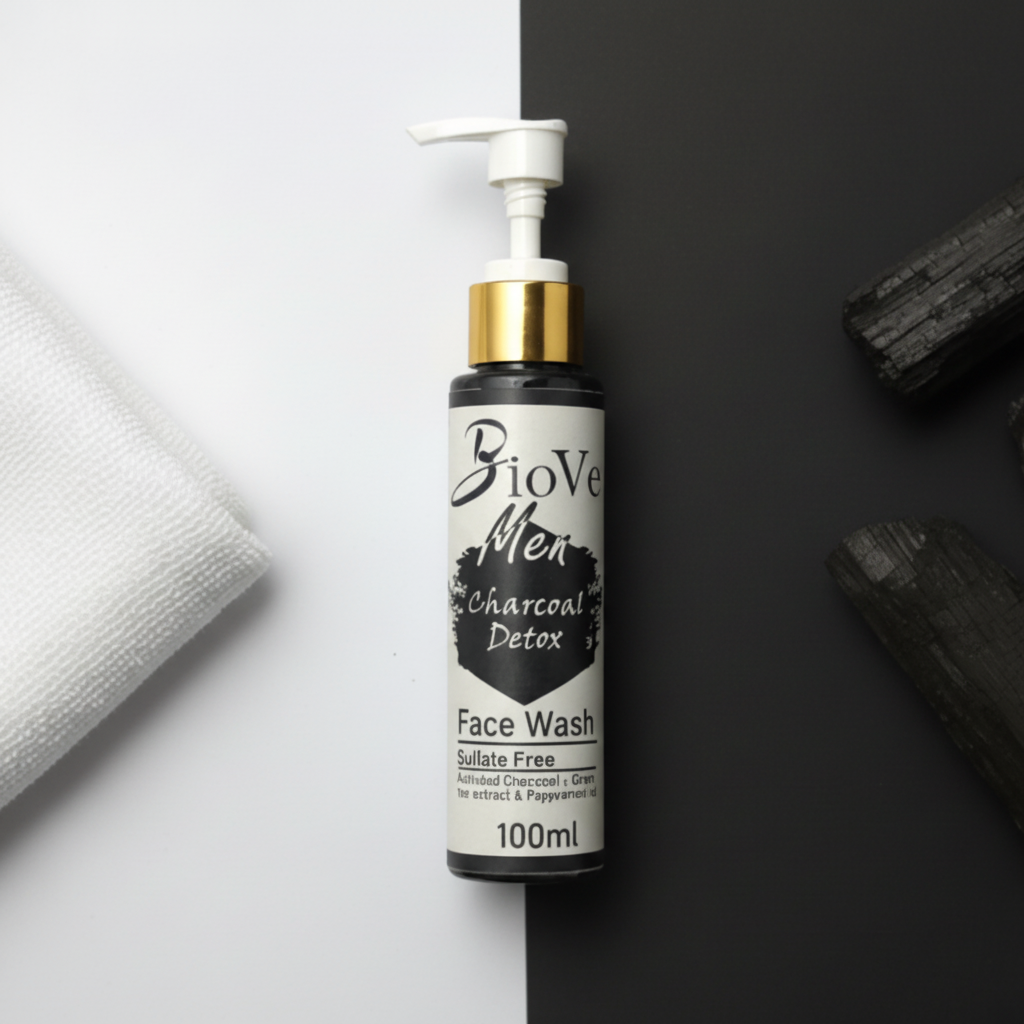 BioVe Men Charcoal Detox Face Wash – Sulfate-Free Deep Cleanser (100ml)