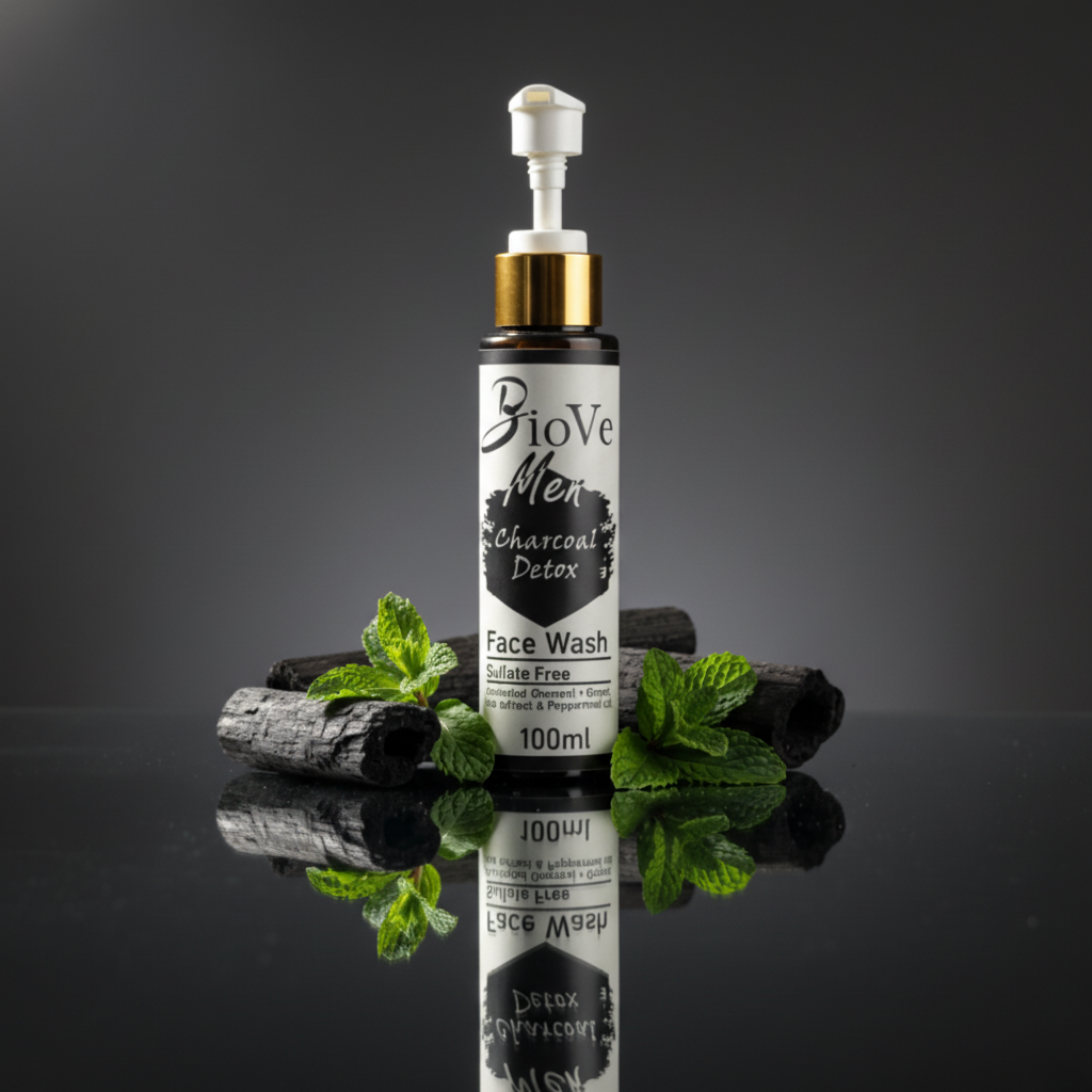 BioVe Men Charcoal Detox Face Wash – Sulfate-Free Deep Cleanser (100ml)