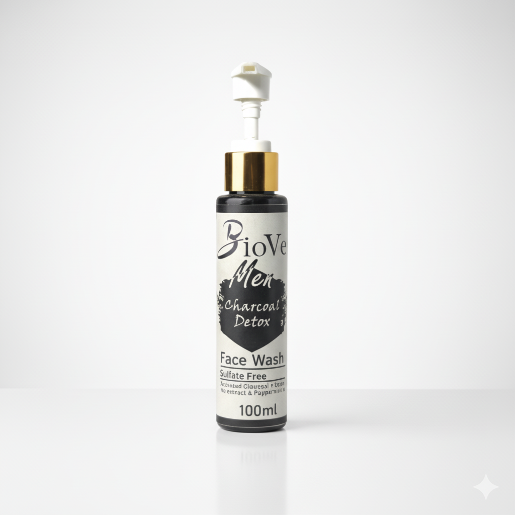 BioVe Men Charcoal Detox Face Wash – Sulfate-Free Deep Cleanser (100ml)